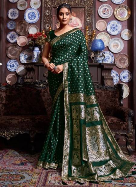 Green Colour Mahaniya Vol 3 Monjolika New Latest Designer Festive Wear Banarasi Silk Saree Collection 5107